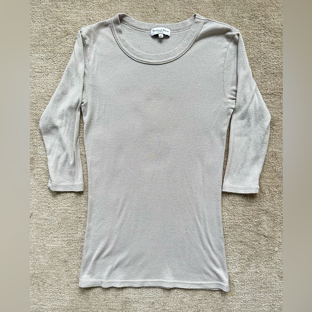 Michael Stars 3/4 Sleeve Dot Tee - Cement (Light Gray/beige)